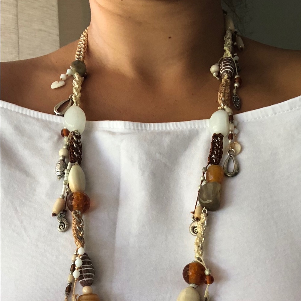 Macrame Bead and Chain Coastal Vibe Necklace